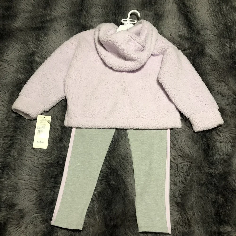Adidas Girl's Long Sleeve Hood Sherpa Tights Set Little Kid, Size 6, 2 Piece - Picture 6 of 6